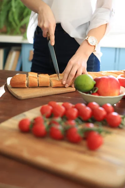 Lovely Girl Cooking Home — Stock Photo, Image