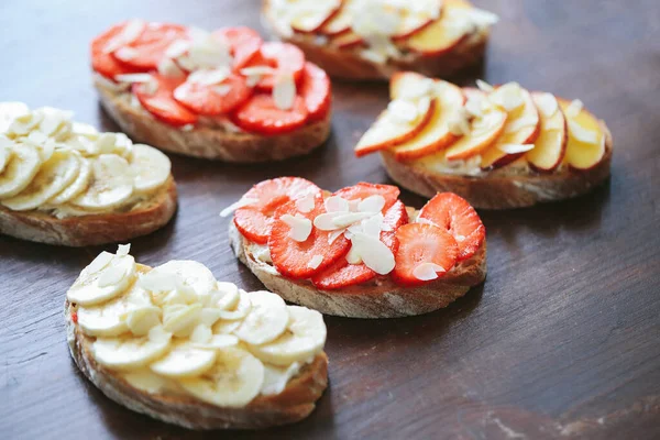 closeup of fresh fruit sandwiches