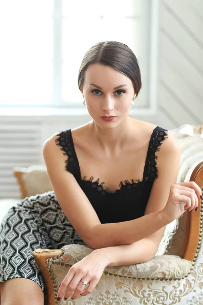 Lifestyle Young Woman Home — Stock Photo, Image