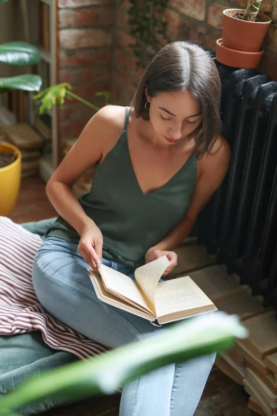 School University Lovely Girl Book Floor — Stock Photo, Image