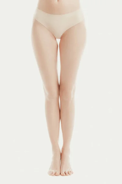 Cuidado Com Pele Descalço Mulher Com Corpo Bonito — Fotografia de Stock