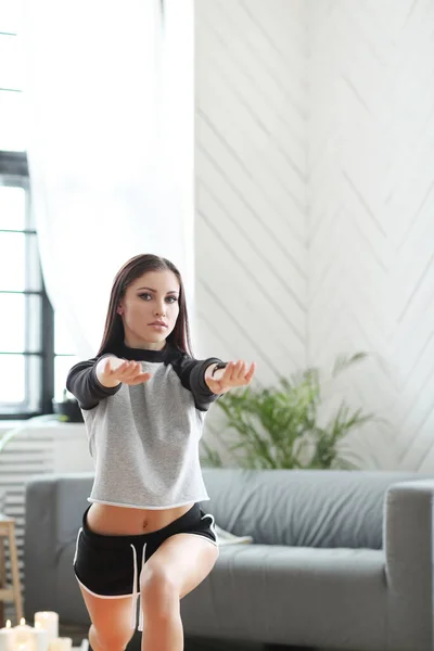 Sport Stile Vita Fitness Donna Casa — Foto Stock