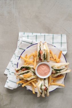 Yiyecekler. Masada nefis bir sandviç.