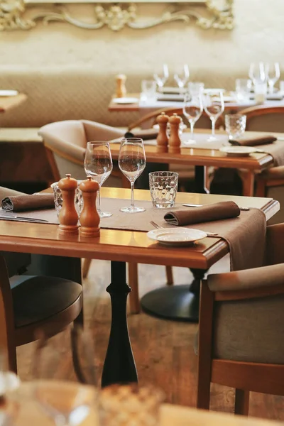 empty table set with chairs and tables