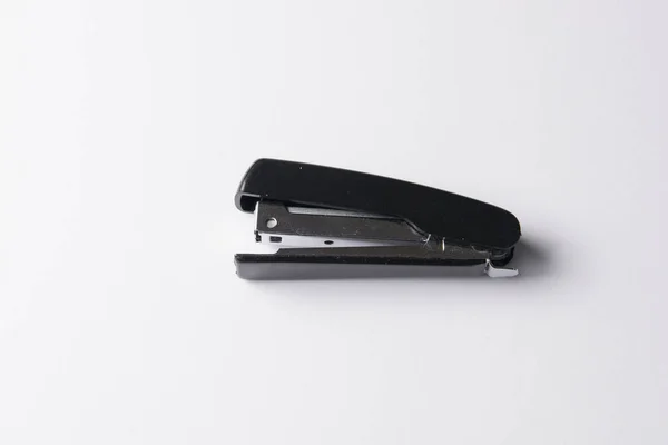 Black Stapler White Background Craft Paper Office Concept — Stock Photo, Image