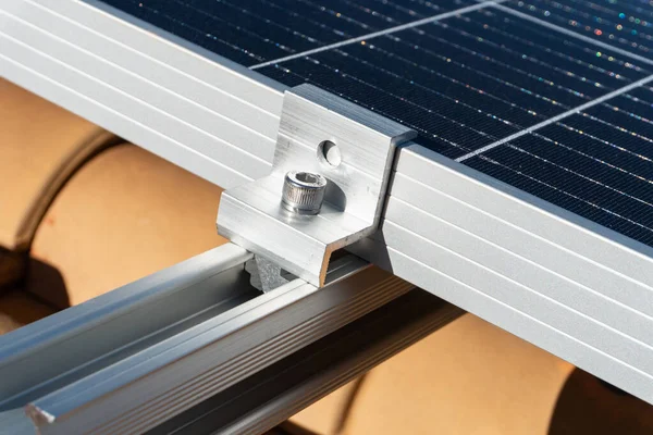 Vertical Close Photovoltaic Solar Panel Generate Your Own Clean Green — Fotografia de Stock