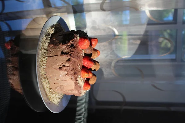 Шоколадный Торт Цельной Зерновой Муки Концепция Правильного Питания — стоковое фото