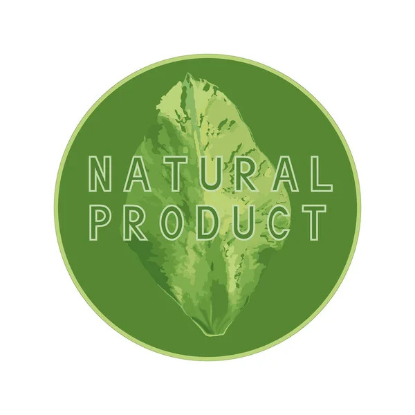 Natural Product Circle Label 100 Natural Green Ecological Farm Product — Stock Vector
