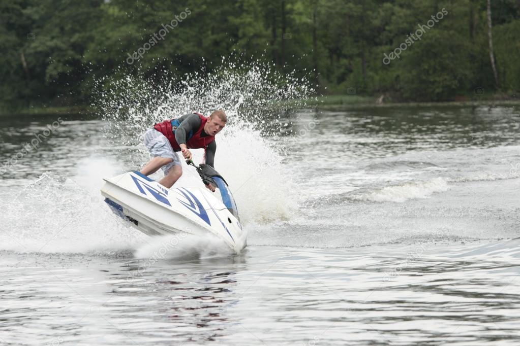 Action Photo Man on seadoo. Jet Ski Tricks.