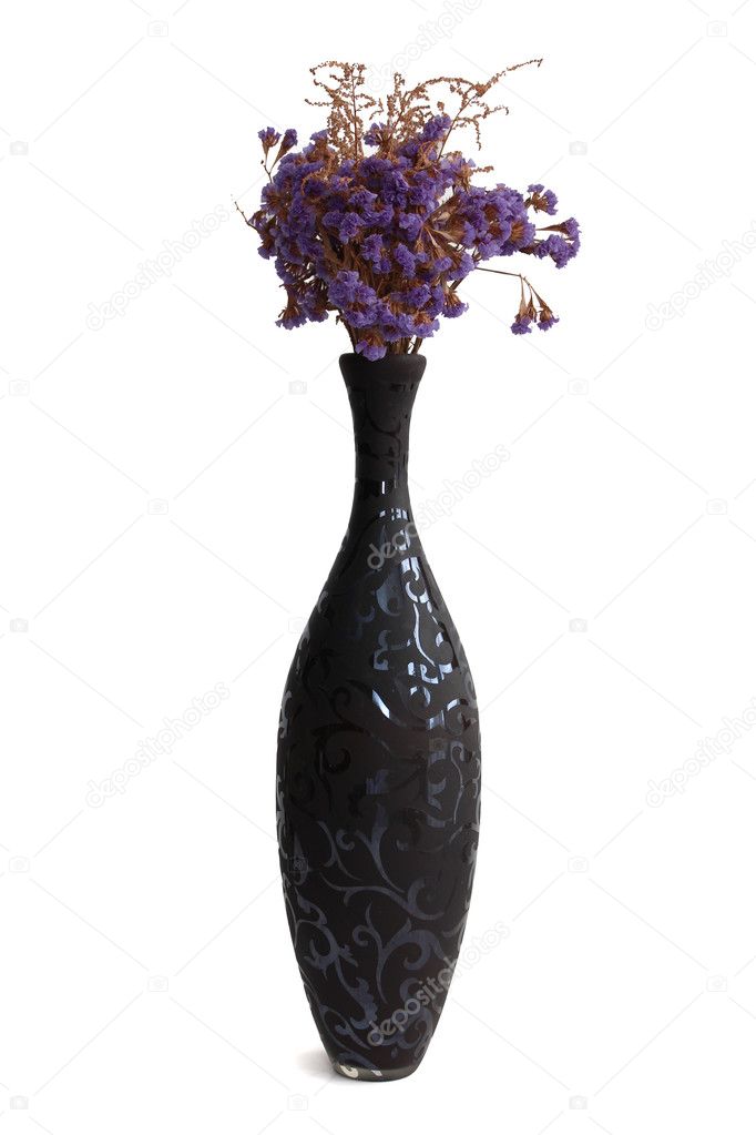Bouquet from statice flowers arrangement centerpiece in vase