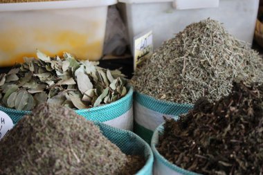 Agadir, Fas içinde belgili tanımlık çarşı içinde baharatlar.