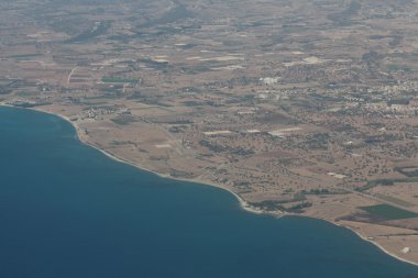 Uçak bir manzara. Kıbrıs Adası.
