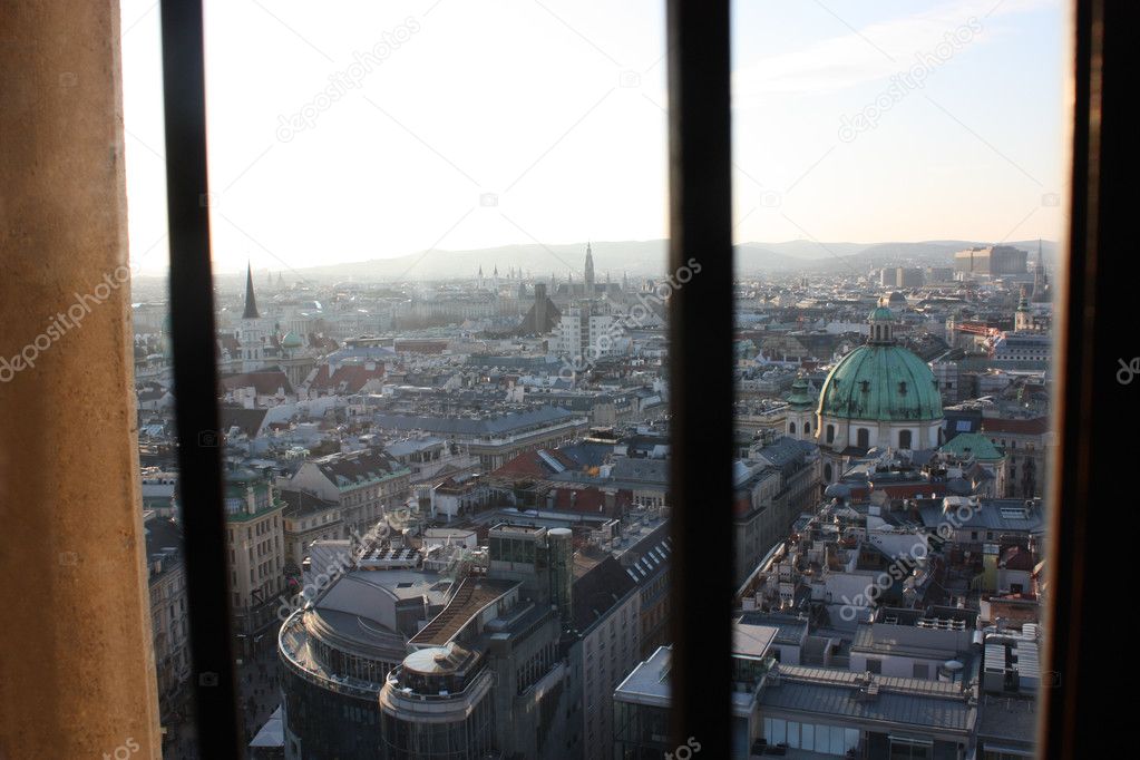 Vienna city. Austria. Aerial view from St. Stephens Cathedral.