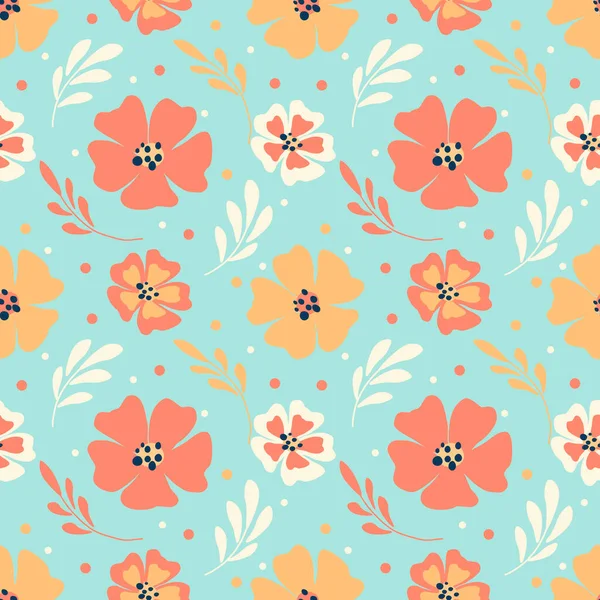 Lindo Patrón Sin Costuras Con Adornos Florales Dibujados Mano Colores — Vector de stock