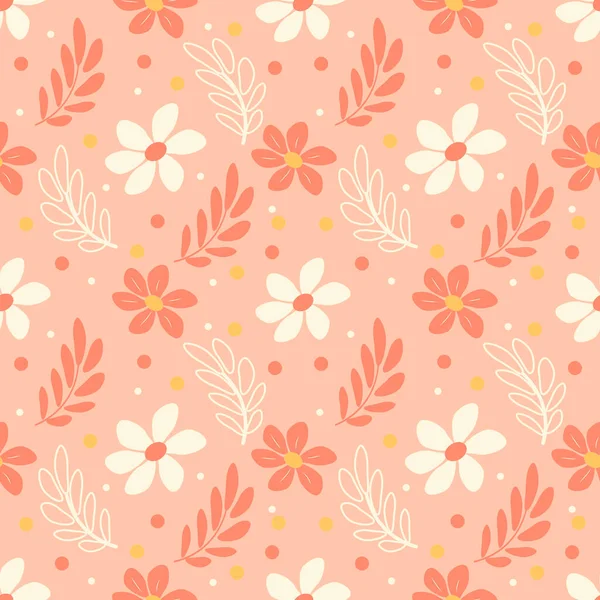 Lindo Patrón Sin Costuras Con Adornos Florales Dibujados Mano Colores — Vector de stock