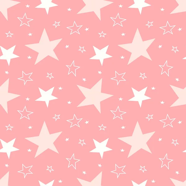 Cute Vector Seamless Pattern Stars Pink Background Pattern Printing Clothes — Stock Vector