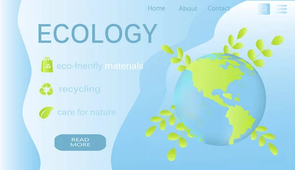 vector illustration on the topic of environmental awareness. banner for the site with the planet earth and eco-icons. garbage recycling, care for nature. flat illustration for websites, applications