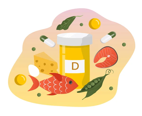 Vecteur Illustration Dessinée Main Sur Thème Des Vitamines Compléments Alimentaires — Image vectorielle