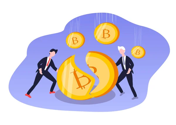 Vettore Disegnato Mano Illustrazione Del Tasso Caduta Bitcoin Incidente Bitcoin — Vettoriale Stock
