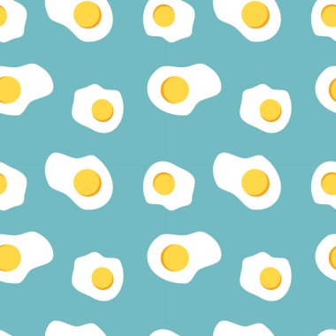  Mavi arka planda sahanda yumurta ile kusursuz bir model. kumaş, giysi, kağıt üzerine baskı için düz bir model