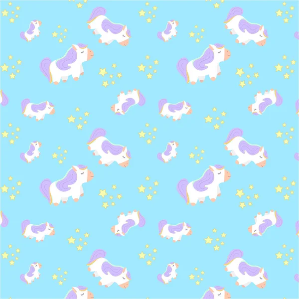 Unicornio Con Estrellas Patrón Con Unicornio Ilustración Vectorial — Vector de stock