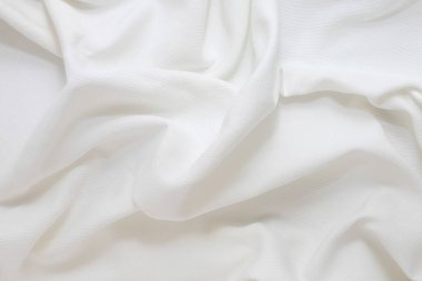 Buruşuk, buruşuk doğal fildişi kumaş dokusu. Model için arkaplan