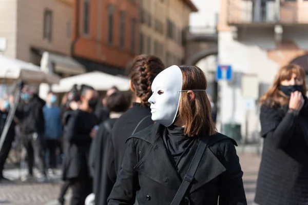 Octobre 2020 Brescia Italie Filles Dans Masque Théâtral Dans Une — Photo