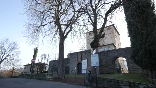 Bobbio Italië Uitzicht Kasteel Malaspina Dal Verme — Stockvideo