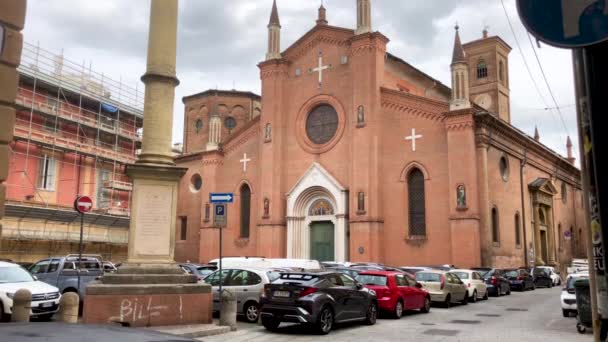 Bolonia Włochy Główna Fasada Kościoła Marcina — Wideo stockowe