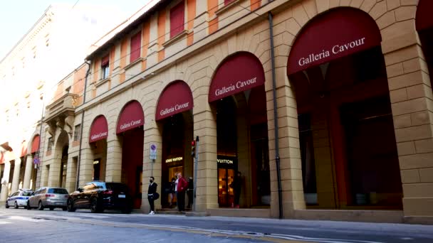 Μπολόνια Ιταλία Κύρια Είσοδος Του Cavour Gallery Πολυτελές Εμπορικό Κέντρο — Αρχείο Βίντεο