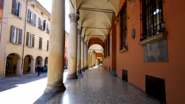 Bologna Italien Blick Auf Die Arkaden Der Stefano Straße — Stockvideo