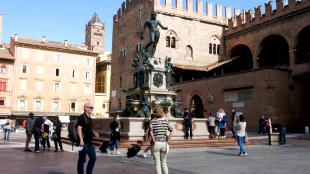 Bologna Italy Fountain Neptune — Stock Video