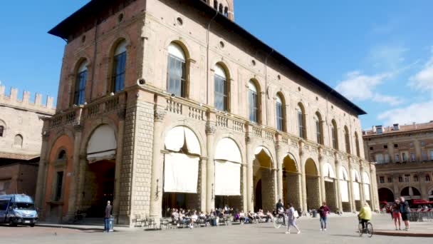 Bolonia Italia Fachada Principal Del Palacio Podest — Vídeos de Stock