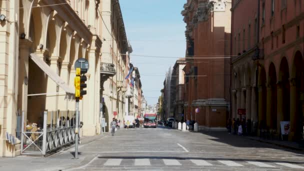 Bologna Italien Över Indipendenza Huvudgatan — Stockvideo