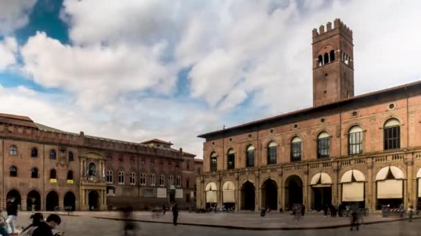 Bolonia Italia Lapso Tiempo Piazza Maggiore Plaza Principal — Vídeos de Stock