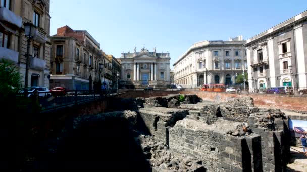 Catania Itálie Pohled Římský Amfiteátr — Stock video