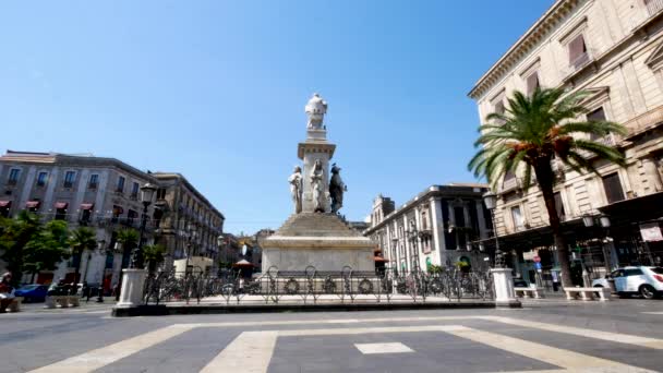 Catania Italy View Stesicoro Square — Stock Video