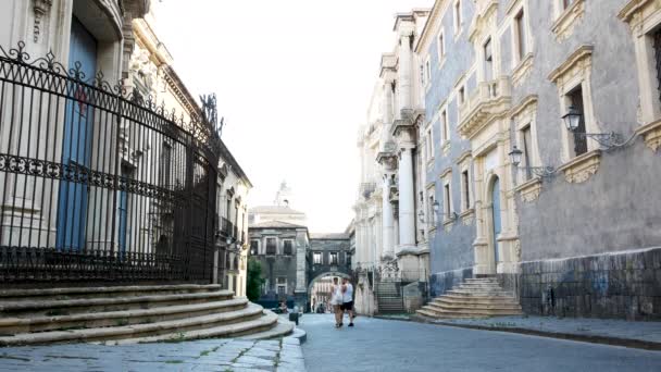 Catania Itálie Pohled Historickou Ulici Crociferi — Stock video