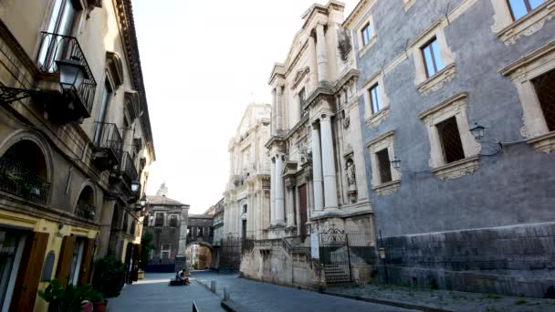 Catania Italien Die Historische Straße Crofiferi — Stockvideo