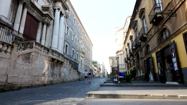 Catania Italië Uitzicht Barokke Crociferi Straat — Stockvideo