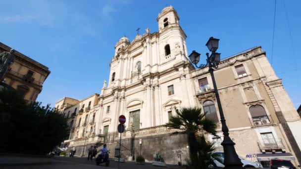 Catania Italië San Francesco Borgia Kerk Crociferi Straat — Stockvideo