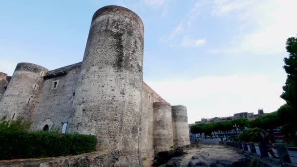 Catania Italia Veduta Della Torre Del Castello Ursino — Video Stock