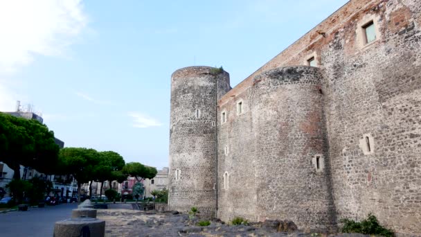 Catania Italia Ala Oeste Del Castillo Ursino — Vídeos de Stock