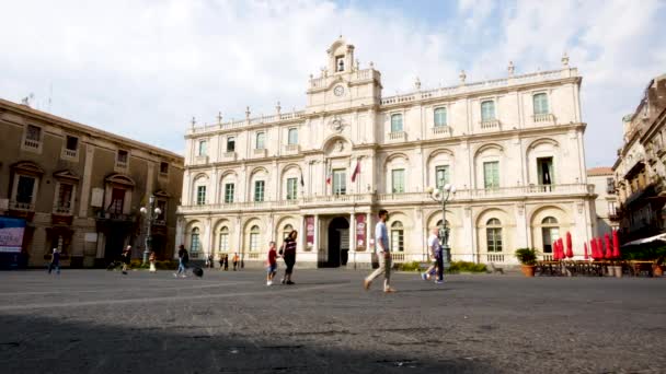 Catania Italien Över Universitetstorget — Stockvideo