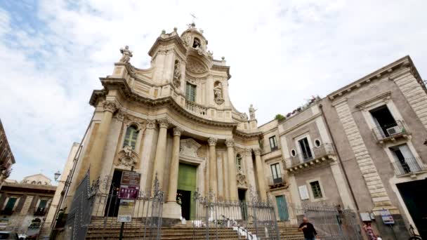 Catania Itálie Barokní Kostel Collegiata — Stock video