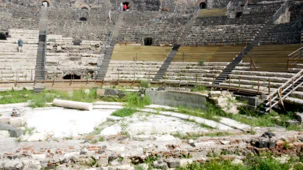 Catania Italië Het Grieks Romeinse Theater — Stockvideo