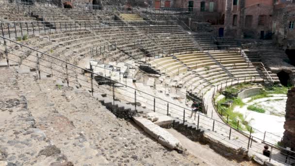 Катания Италия Вид Кавею Греко Римского Театра — стоковое видео