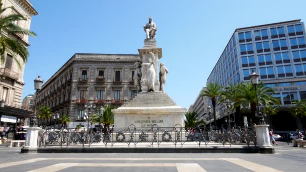 Catania Italien Bellinis Denkmal Auf Dem Stesicoro Platz — Stockvideo