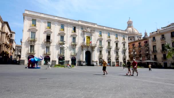 Catania Italien Saint Giuliano Palace Universitetstorget — Stockvideo