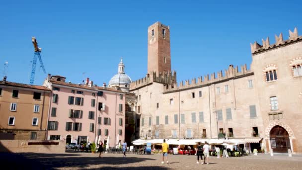 Mantua Włochy Widok Plac Sordello Wieżę Guardia — Wideo stockowe